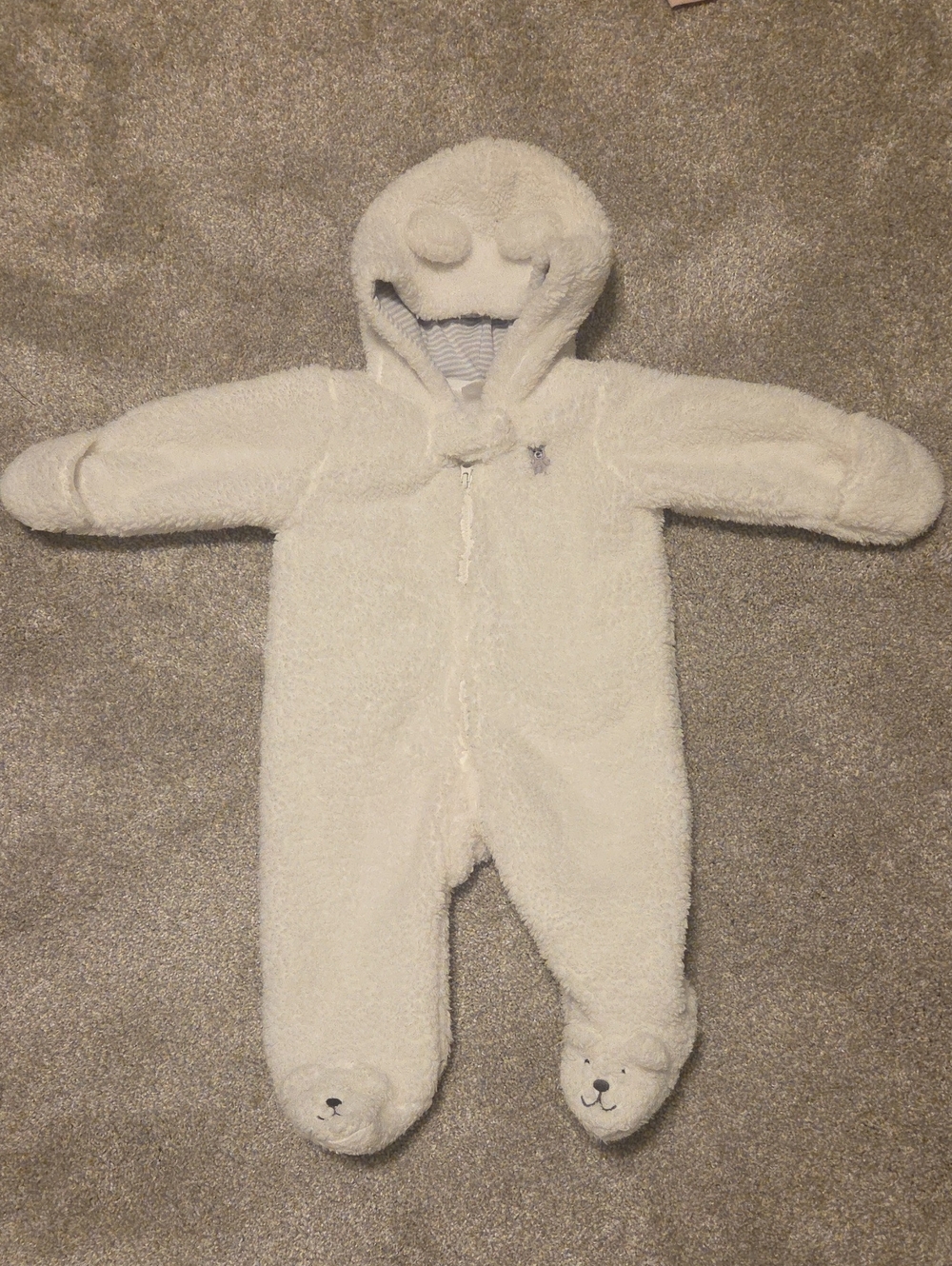 Carter's Cream Plush Hooded Footed One-Piece